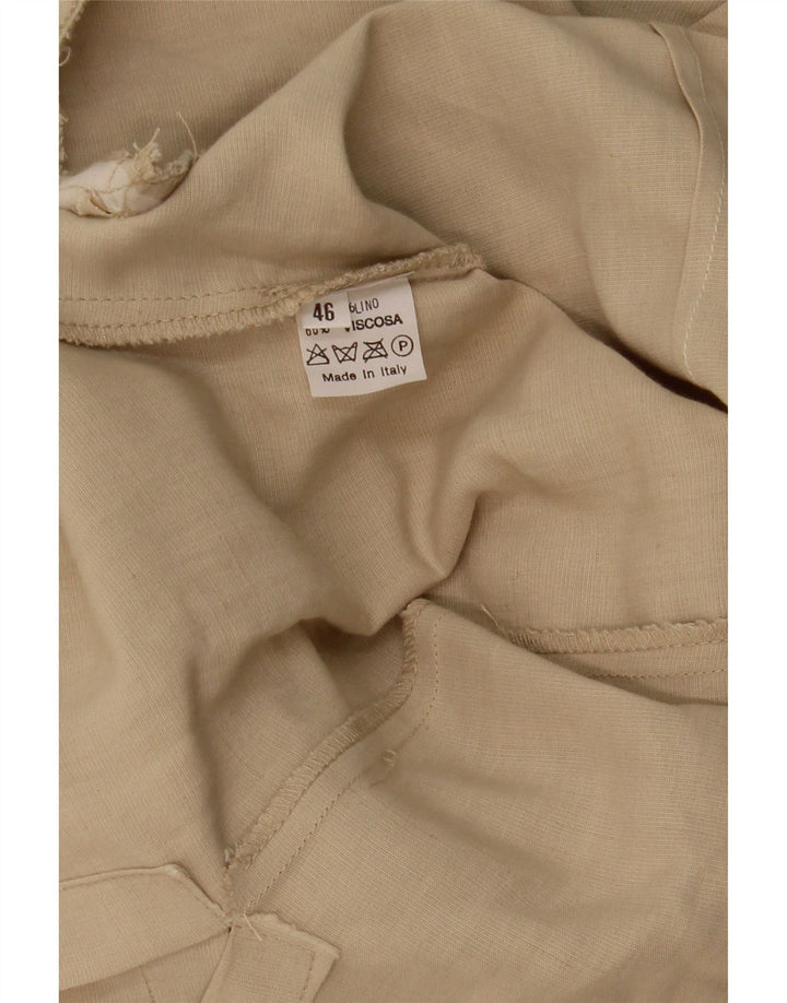 VINTAGE Veste blazer à manches courtes 3 boutons pour femme IT 46 Large Beige