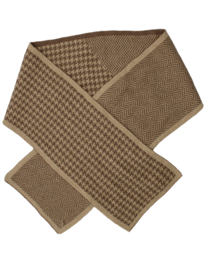 vintage Femmes Rectangle Écharpe Taille Unique Beige Pied-de-Poule Classique