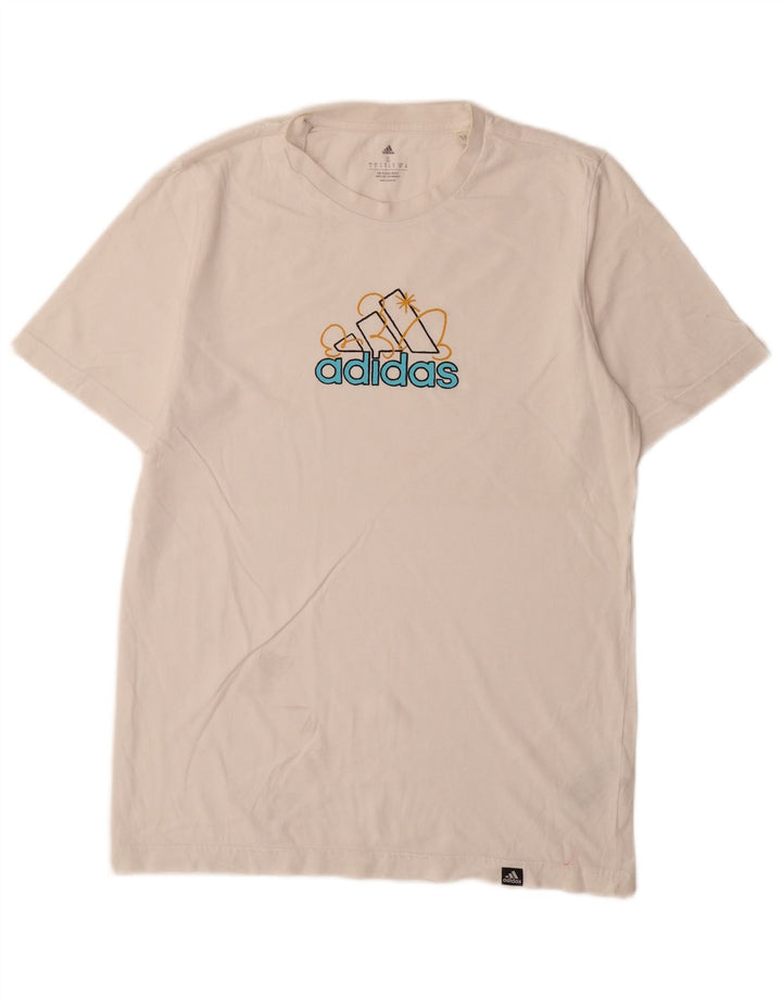 Adidas T-shirt graphique pour hommes, petit haut en coton blanc