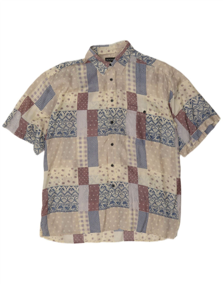 Bogari Chemise à Manches Courtes Homme XL Multicolore Patchwork Soie
