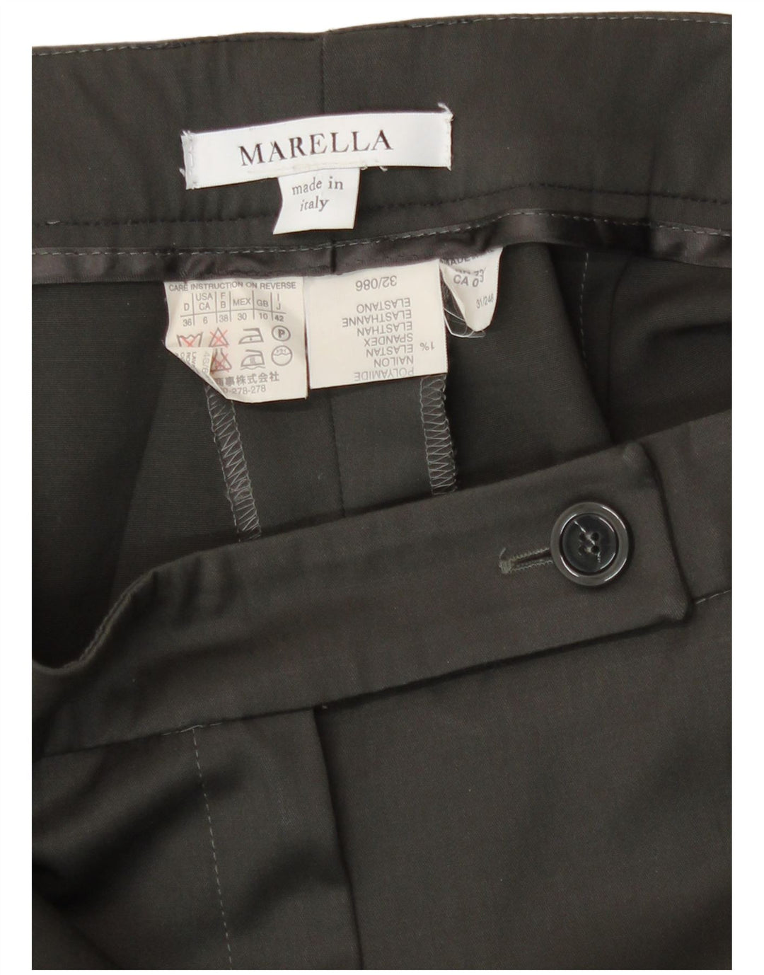 Marella Costume 2 pièces 2 boutons pour femme UK 10 Small W27 L30 Laine marron