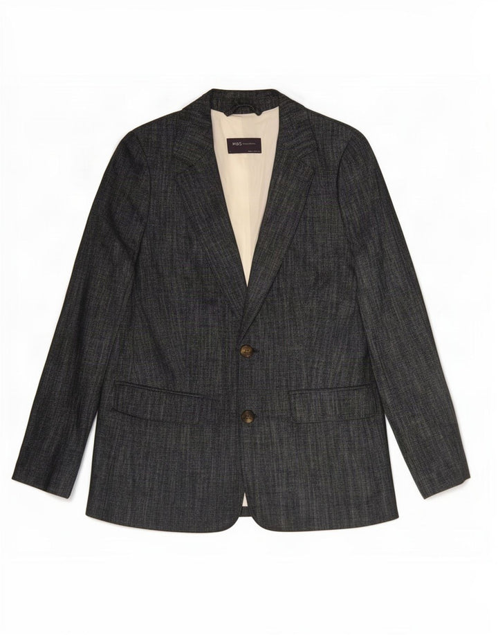 Marks & Spencer Veste blazer à 2 boutons pour femme UK 8 Small Bleu marine en coton