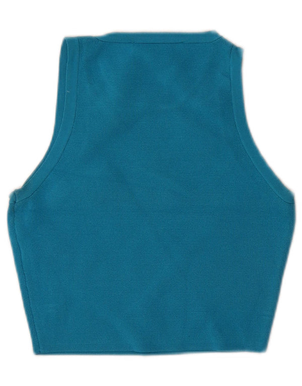 Zara Womens Crop Vest Top UK 8 Small Bleu Viscose