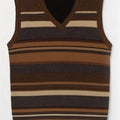 Zara Homme Gilet Débardeur Grand Acrylique Rayé Marron