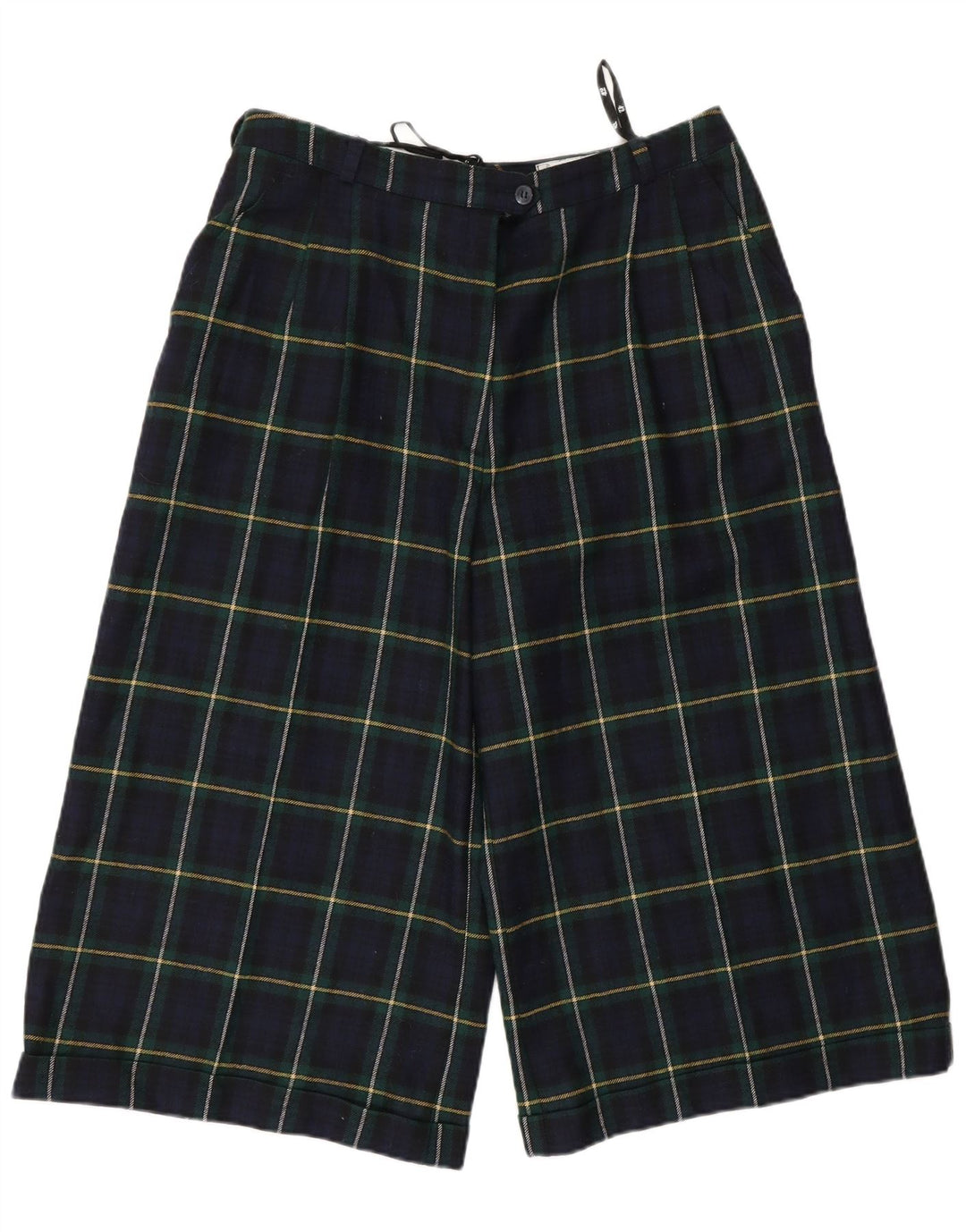 vintage Femme Taille Haute Bermuda Shorts EU 42 Grand W30 Bleu Marine Check