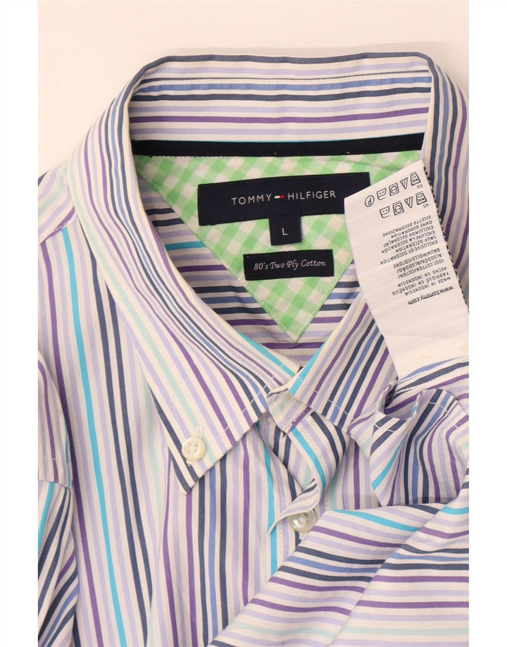 Tommy Hilfiger Chemise Homme Large Bleu Rayé Coton