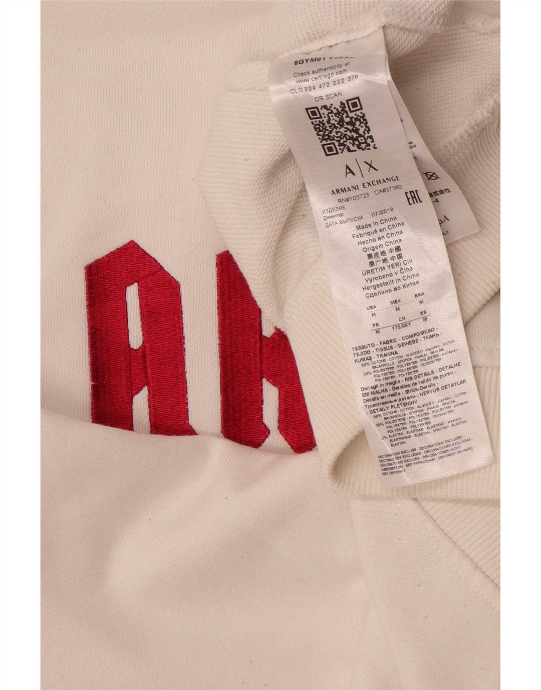 Armani Exchange Sweat-shirt graphique pour femme UK 14 en coton blanc moyen