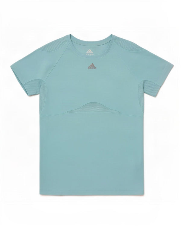 Adidas T-Shirt Femme Top UK 10 Petit Bleu Polyester