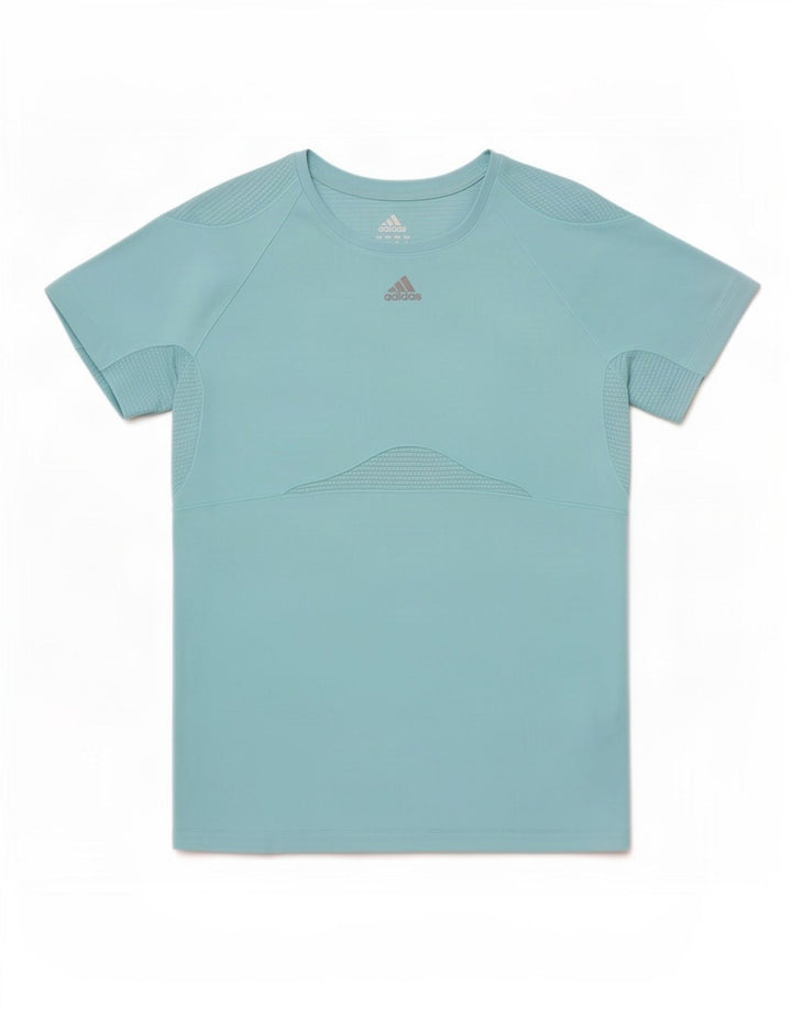 Adidas T-Shirt Femme Top UK 10 Petit Bleu Polyester