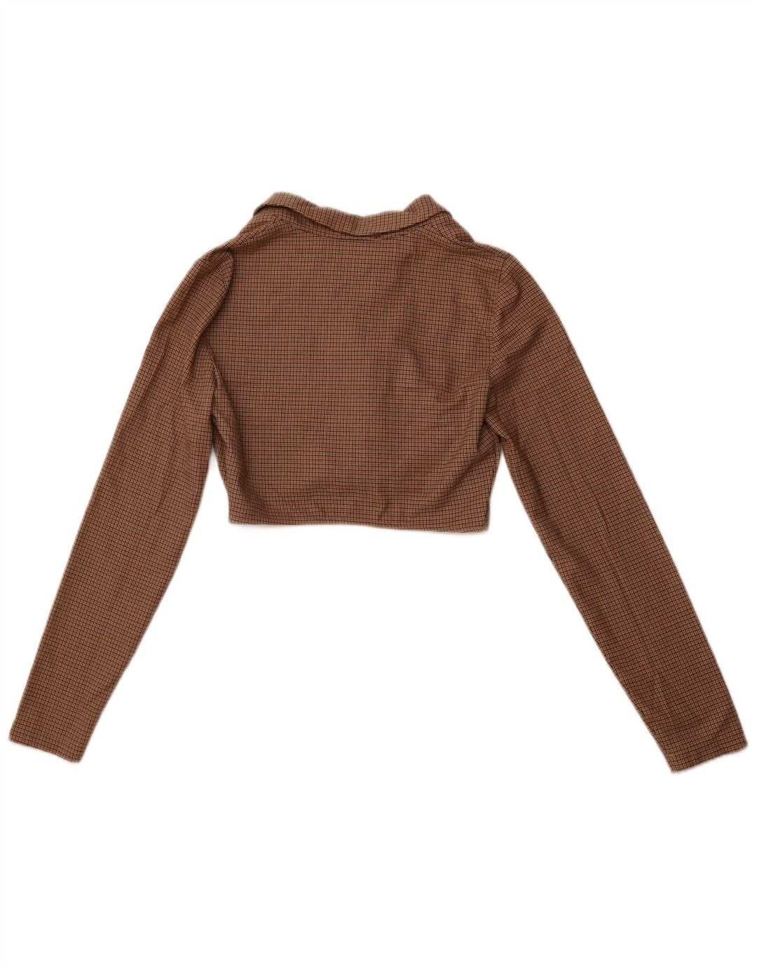 ZARA Femme Haut court à manches longues UK 12 Polyester pied-de-poule marron moyen
