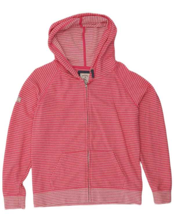 Joules Pull à capuche zippé pour femme UK 14 Large Rose Rayé
