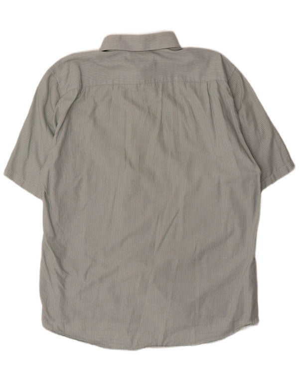 Dkny Chemise ajustée à manches courtes pour homme XL en coton à fines rayures vertes