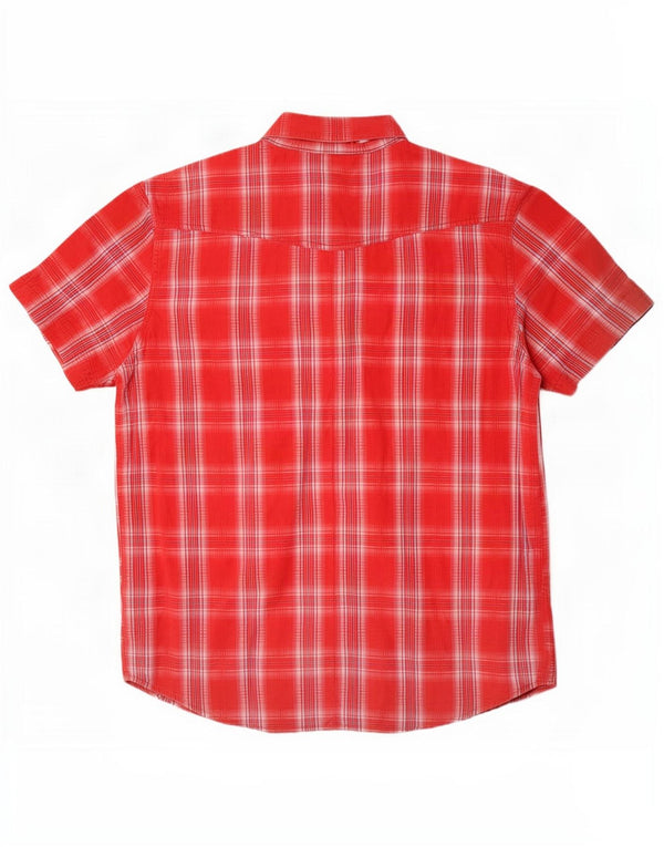 Wrangler Chemise à manches courtes pour homme XL en coton à carreaux rouges