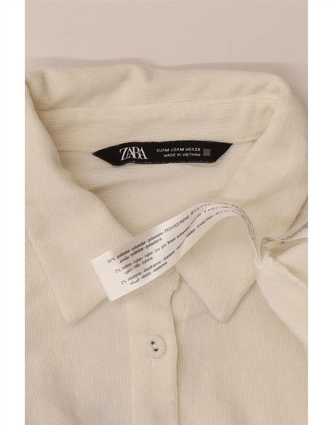 Zara Chemise surdimensionnée pour femme UK 14 Polyester blanc moyen