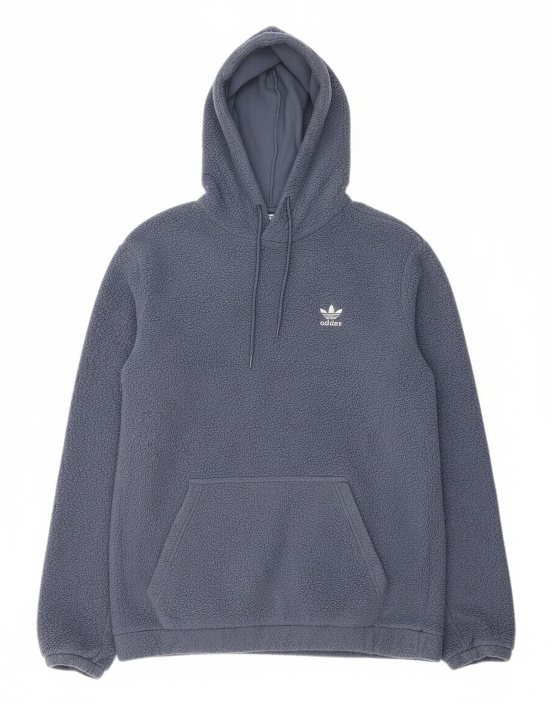 ADIDAS Womens Hooded Fleece Jumper UK 14 Medium Blue Polyester