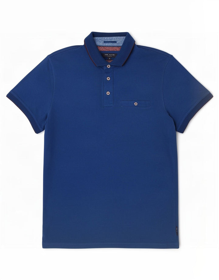 Ted Baker Polo Homme Taille 3 Bleu Moyen Coton