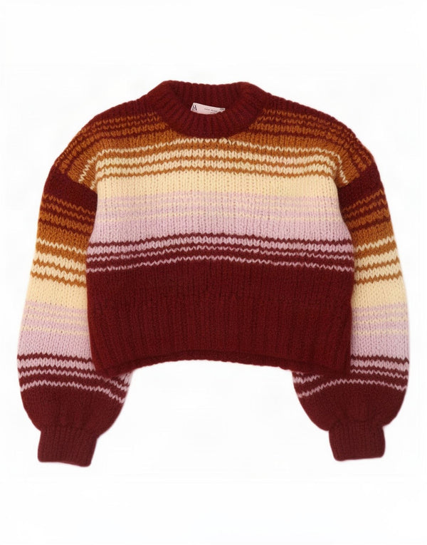 Zara Pull court à col roulé pour femme UK 10 Small Multicolore