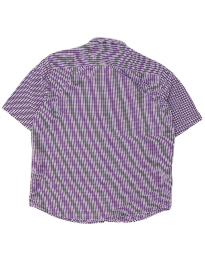 JAMES PRINGLE Chemise à manches courtes pour homme en polyester vichy violet