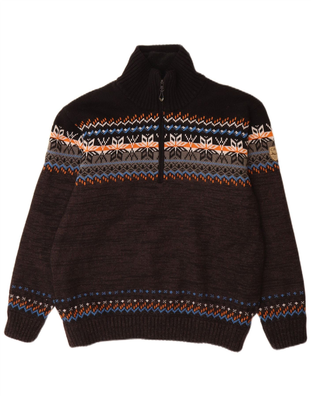 CMP Pull col zippé pour homme IT 52 Large Noir Fair Isle Acrylique