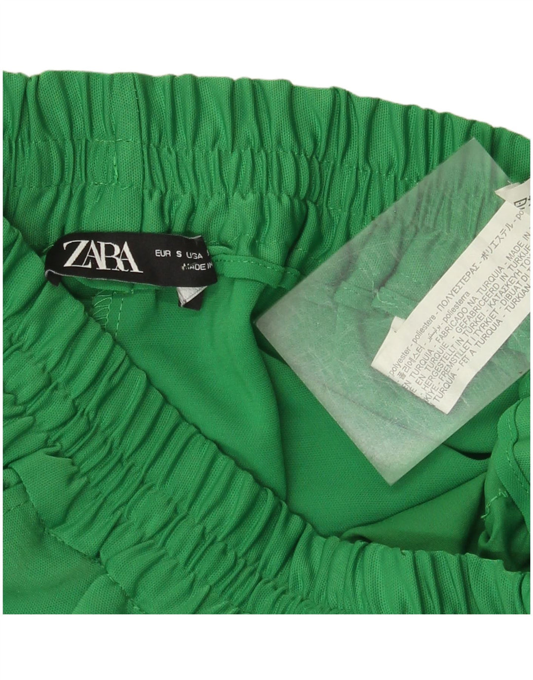 Zara Pantalon droit décontracté pour femme Petit W26 L28 Vert Polyester