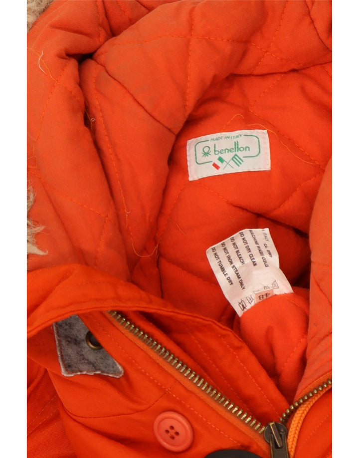 Benetton Veste matelassée à capuche coupe ample IT 48 Orange Moyen Polyamide Homme
