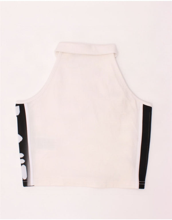 Fila Womens Crop Graphic Débardeur UK 4 XS Blanc Colorblock Coton