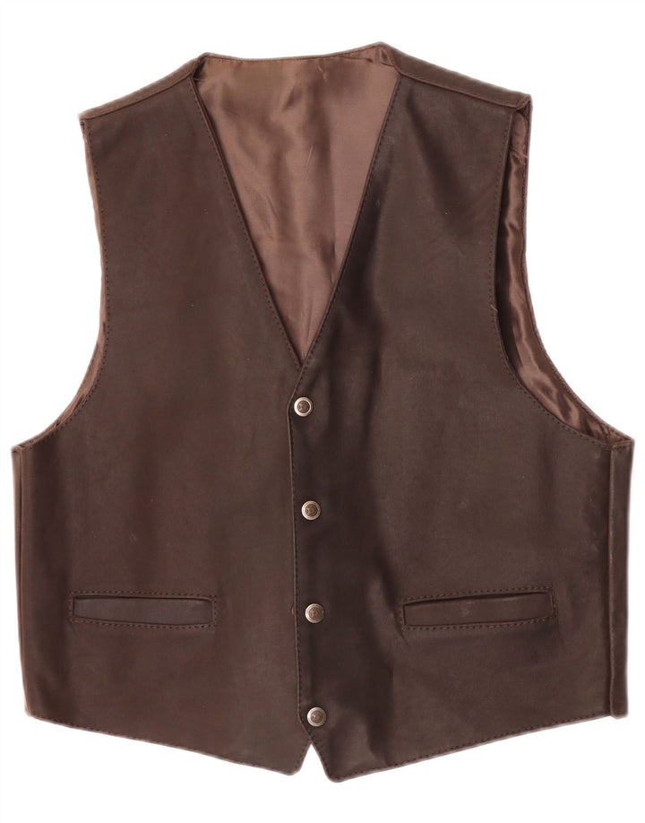 gilet en cuir homme vintage cuir marron moyen