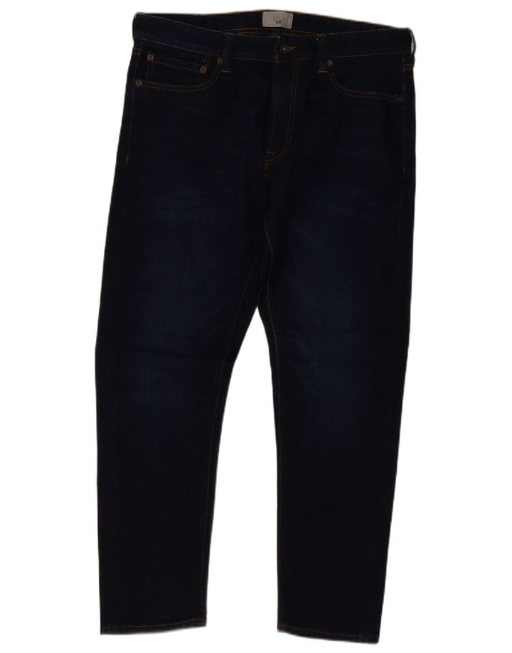 Marks & Spencer Jean Slim Homme W34 L29 Bleu Marine Coton