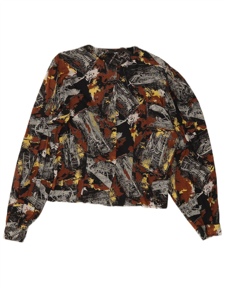 vintage Womens Abstract Pattern Shirt Blouse UK 14 Moyen Multicolore