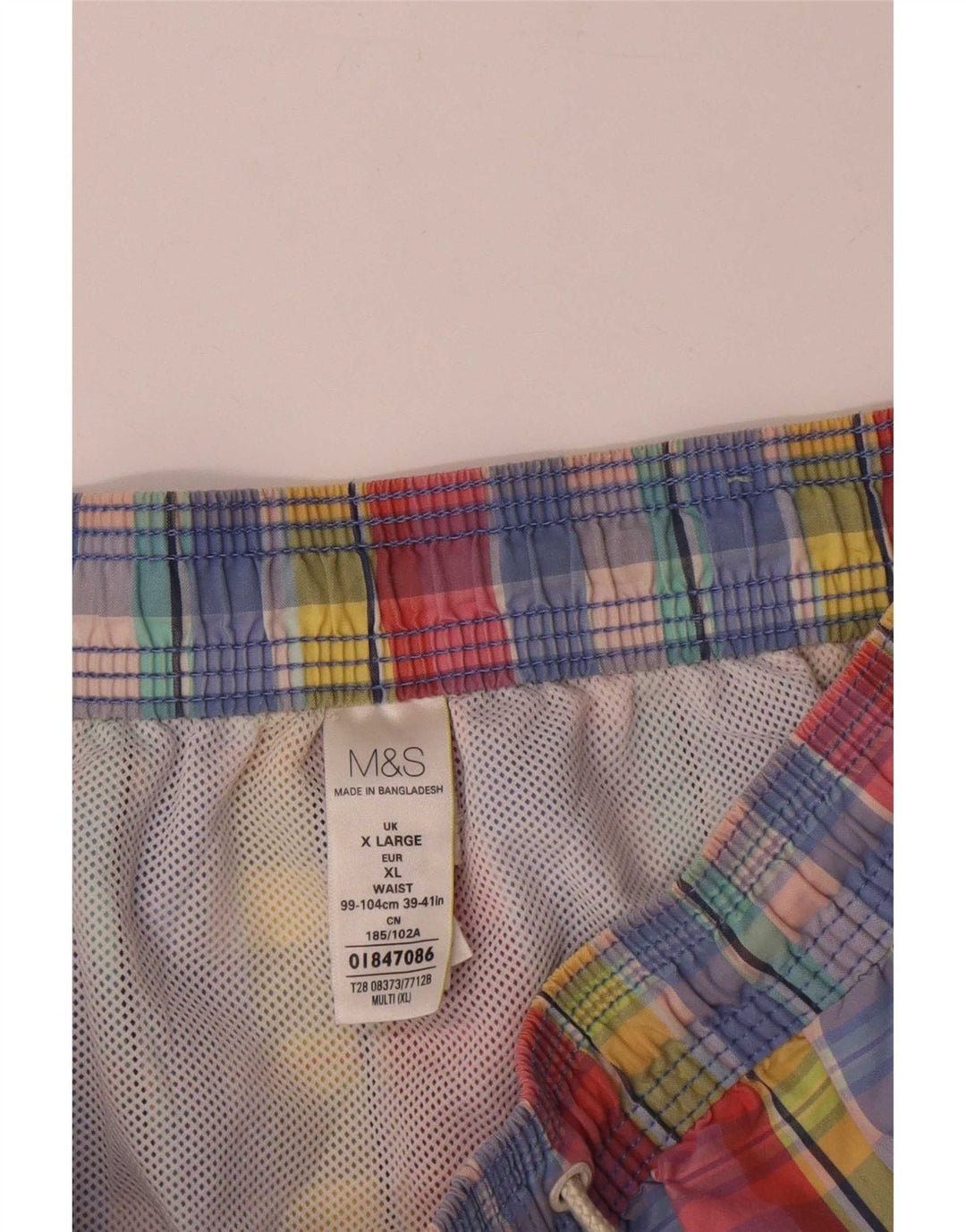 Marks & Spencer Short de bain XL en coton à carreaux multicolore pour homme
