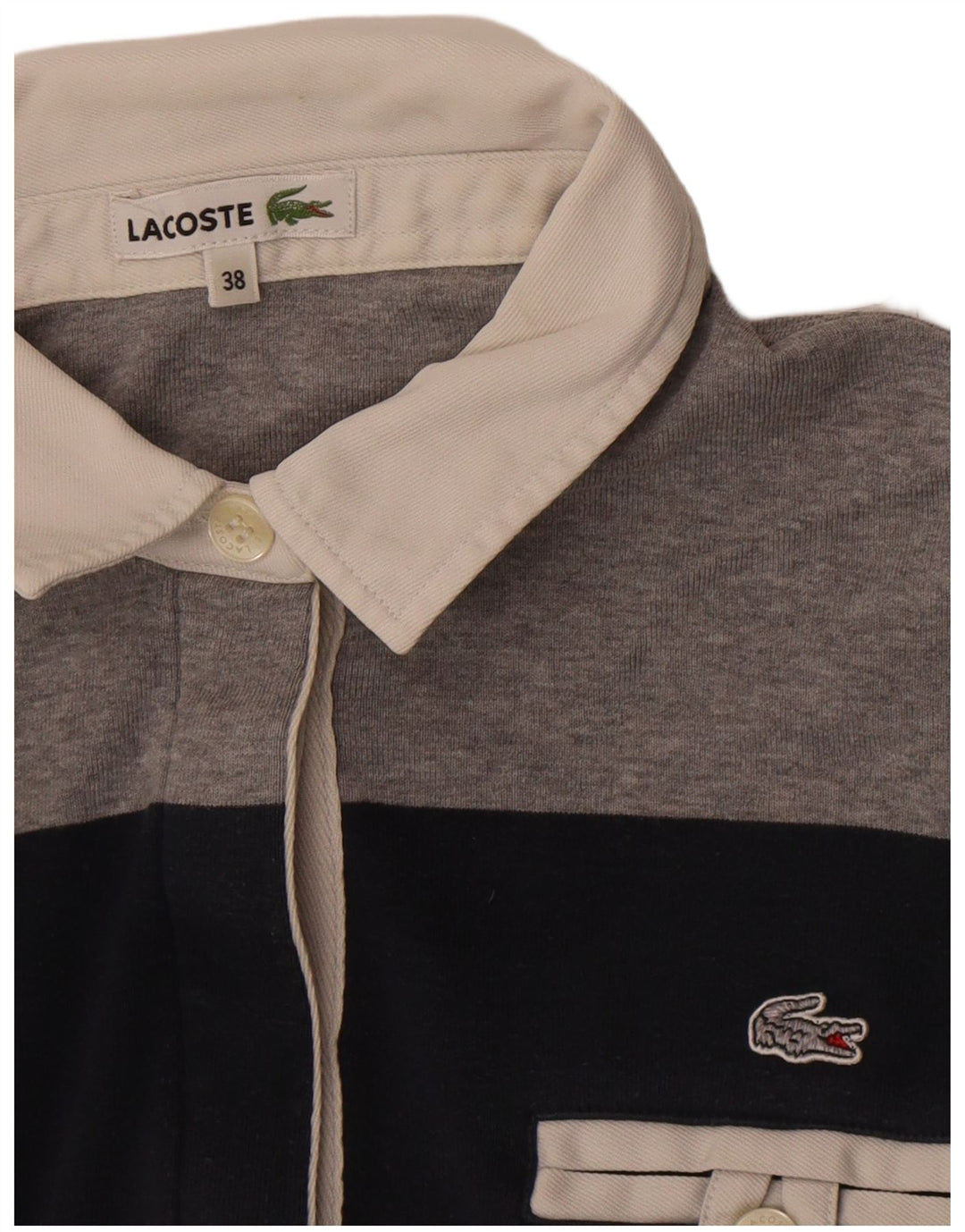 Lacoste Polo Rugby Femme Taille 38 Bleu Marine Moyen Rayé
