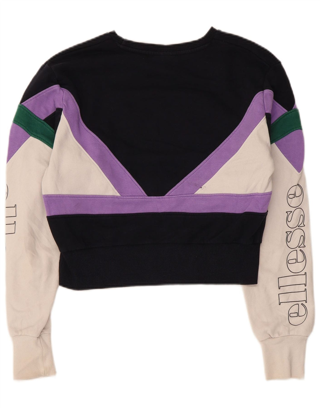 Ellesse Womens Crop Sweatshirt Jumper UK 8 Small Multicolore Colorblock