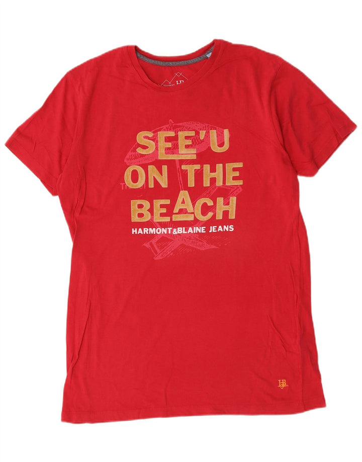 Harmont & Blaine T-Shirt Graphique Homme Grand Rouge Coton