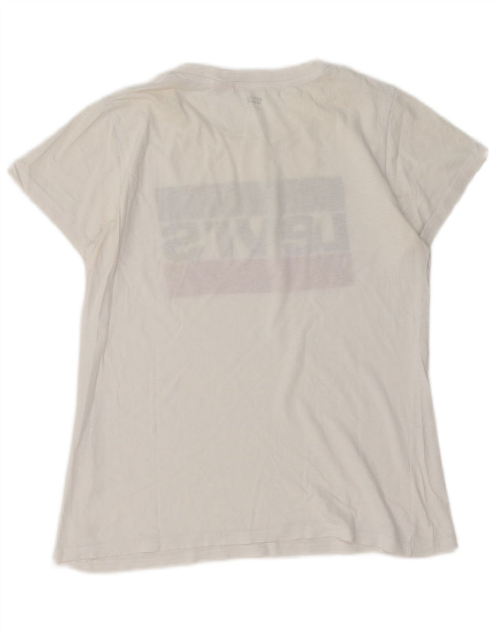 LEVI'S T-shirt graphique pour femme UK 10 Small Blanc