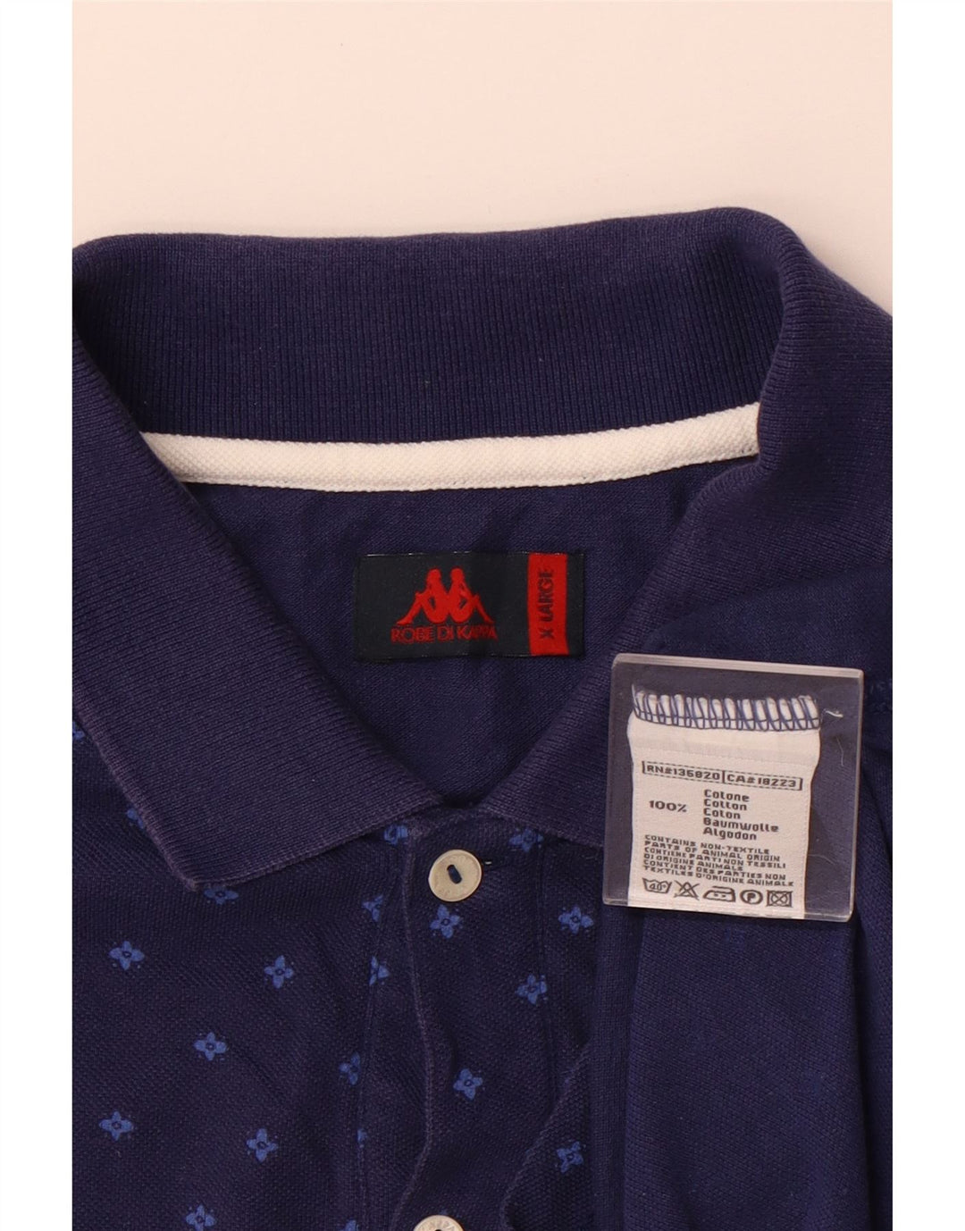 KAPPA Polo Homme XL Bleu Marine Pois Coton