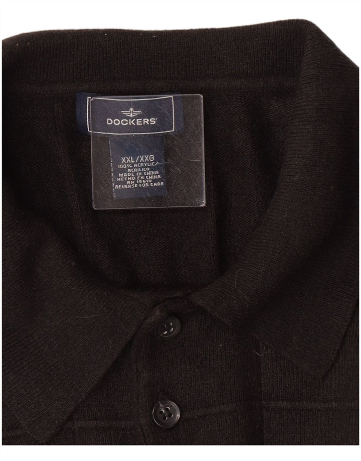 Dockers Pull col polo pour homme 2XL Noir Acrylique