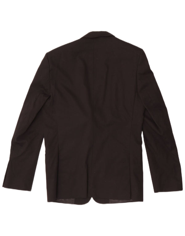 Zara Veste Blazer 2 Boutons Homme EU 48 Coton Noir Moyen