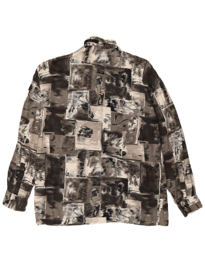 IMPERIAL Mens Shirt Large Grey Patchwork Viscose