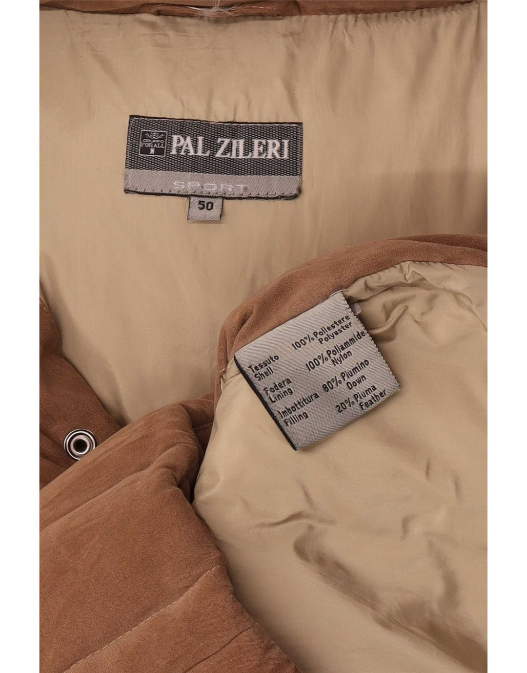 Pal Zileri Veste matelassée à capuche pour homme IT 50 Large Marron Polyester