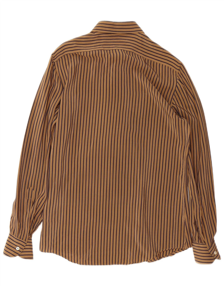 TORRAS Chemise homme Taille 38 Soie à fines rayures marron moyen