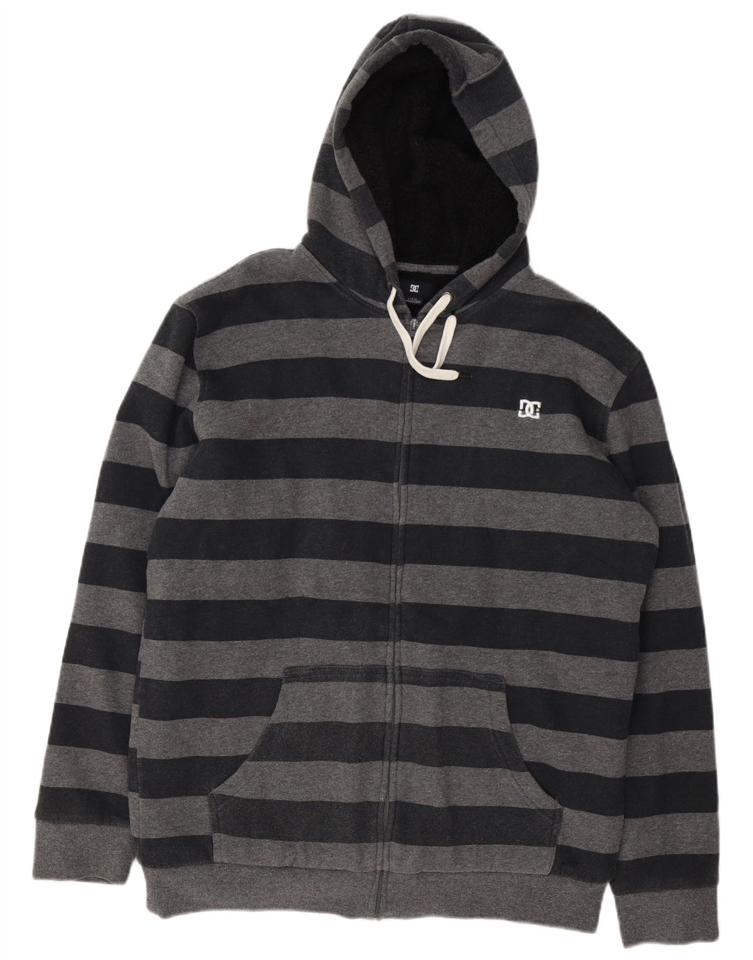 DC Pull à capuche zippé pour homme en coton rayé gris grand