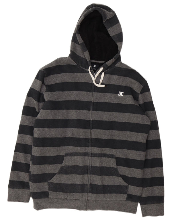 DC Pull à capuche zippé pour homme en coton rayé gris grand
