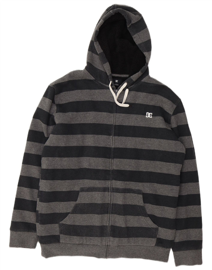 DC Pull à capuche zippé pour homme en coton rayé gris grand
