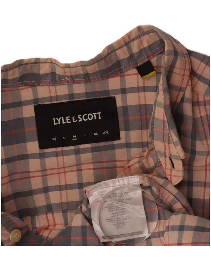 Lyle & Scott Chemise à Manches Courtes Homme Beige Moyen à Carreaux Coton