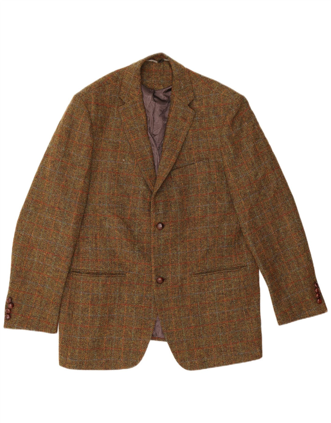 Walbusch Veste blazer à 2 boutons pour homme EU 58 4XL Kaki à carreaux en laine vierge