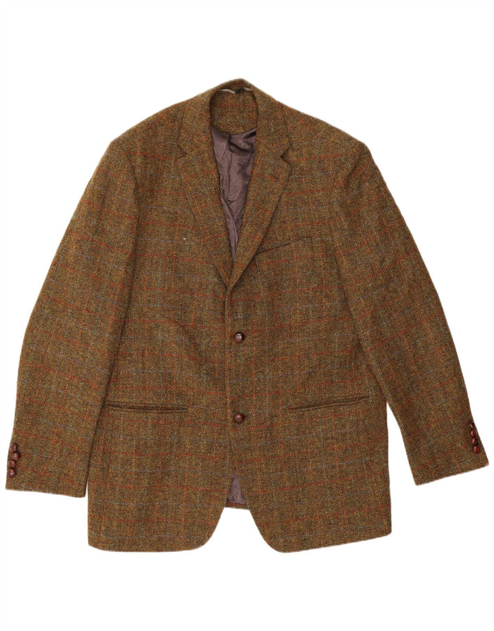 Walbusch Veste blazer à 2 boutons pour homme EU 58 4XL Kaki à carreaux en laine vierge