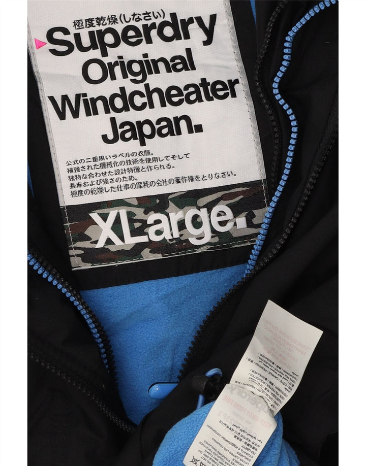 SUPERDRY Veste coupe-vent à capuche Windcheater pour femme UK 18 XL Noir