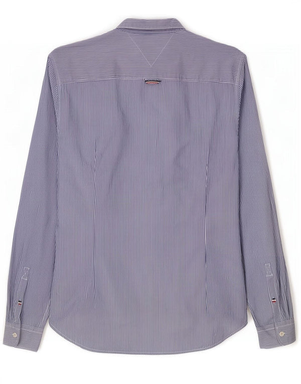 Tommy Hilfiger Chemise Slim Fit Homme Bleu Moyen en Coton à Fines Rayures