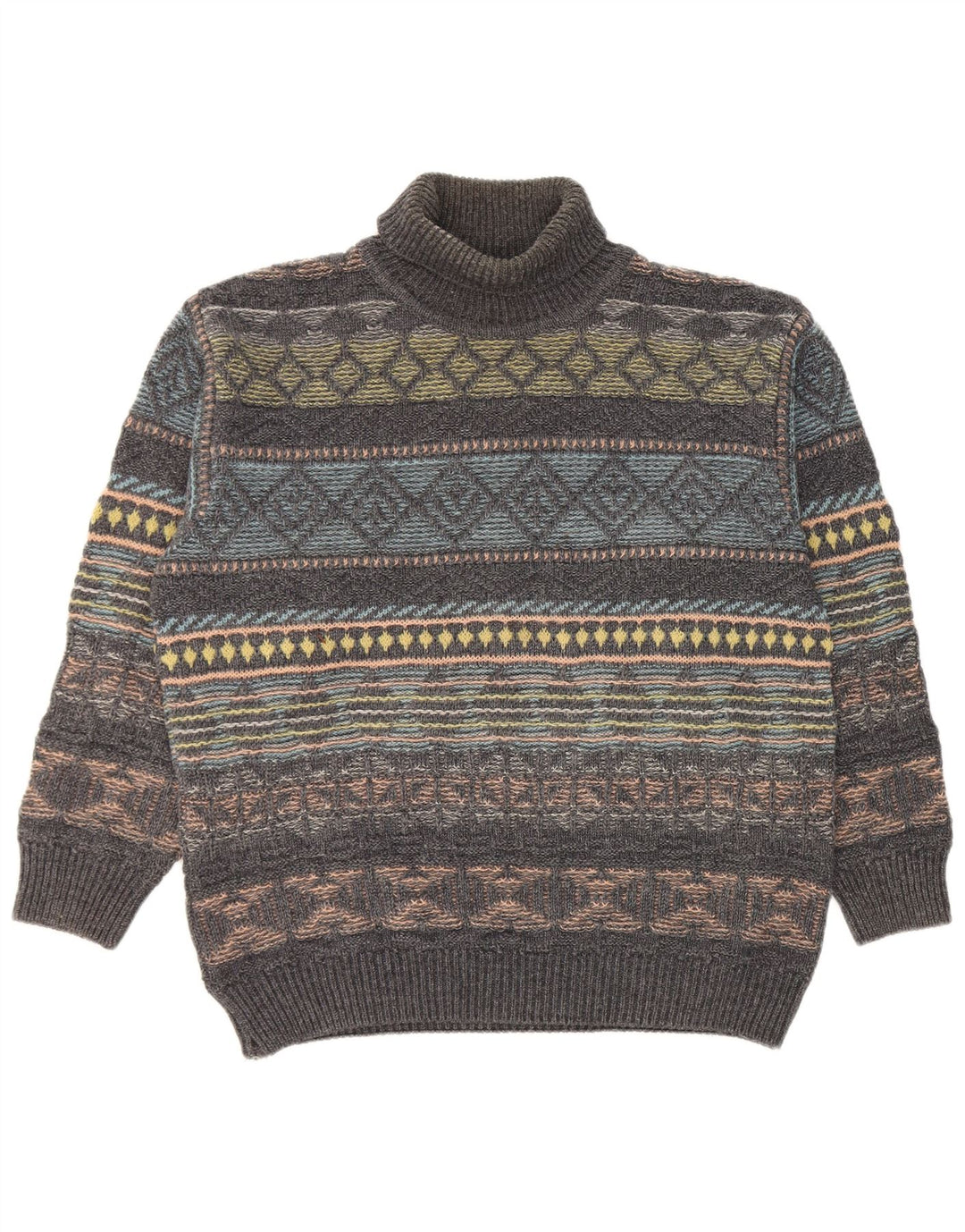 Gilberto Pull Col Roulé Homme IT 56 2XL Gris Géométrique Laine