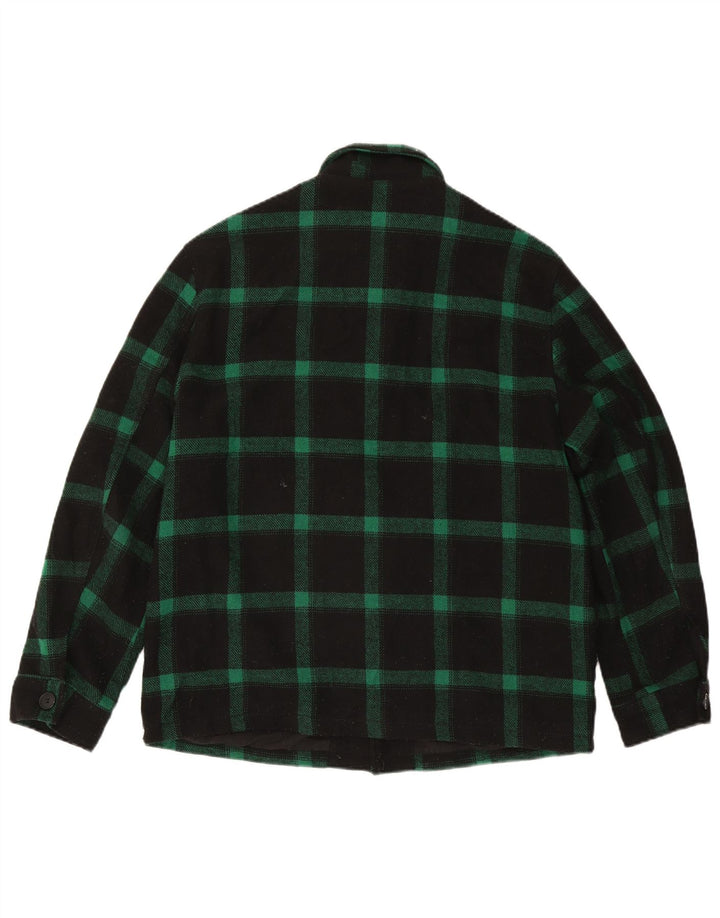 Zara Veste utilitaire Patch pour homme UK 40 Grand carreaux verts en polyester